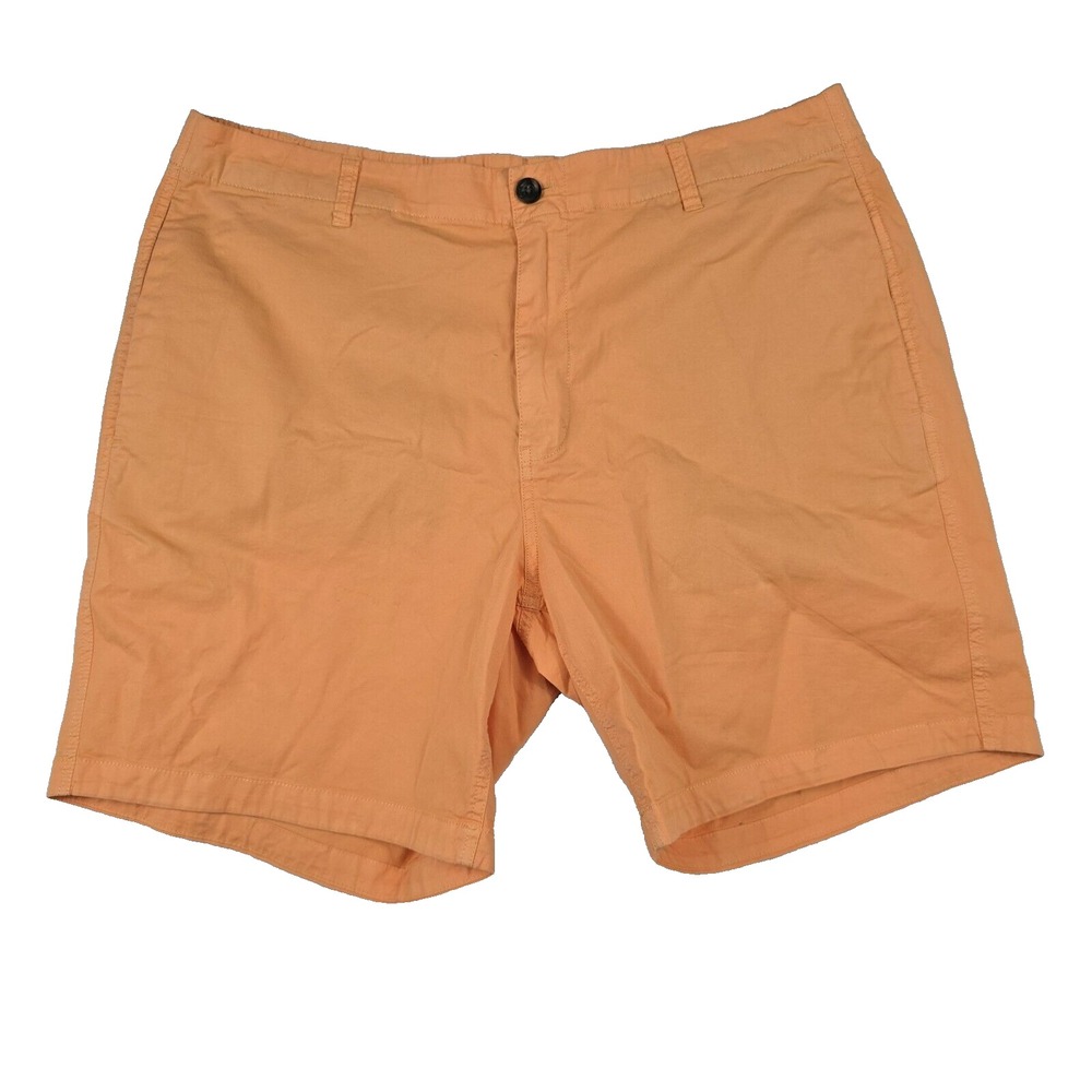 Goodfellow & Co Mens Orange Chino Shorts Size 36 Elastic Back Casual Summer 7in